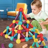 Ignited Minds Magnetic Sticks (Magnetic Roundels) Building Blocks For Kids- Magnetic Toys For Kids Girls Boys Toddlers - Educational Stem Learning Magnet Stick With Balls Game Set, Multi color